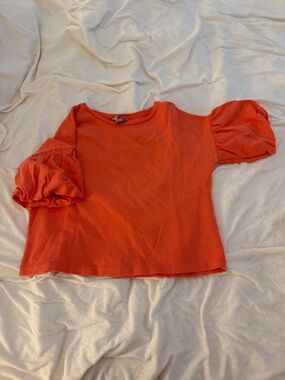 H&M Orange Puff-Sleeve Short Sleeve Tee